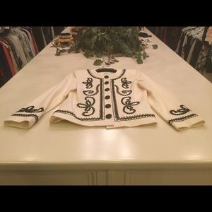 Jenna Jacket - Cream, Black Design, Buttons